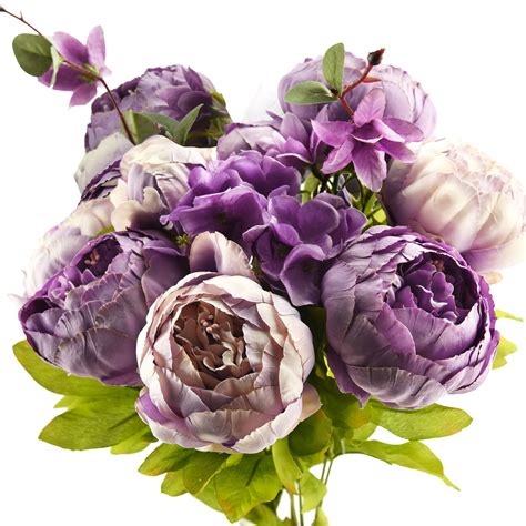 light purple silk peonies artificial flower bouquet fiveseasonstuff