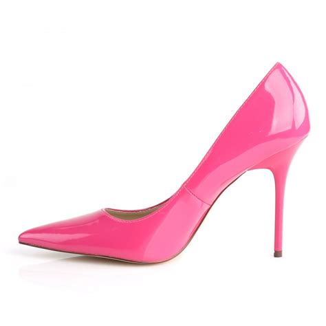 Classique Hot Pink Patent 4 Inch High Heel Pump Large Size Womens Shoes