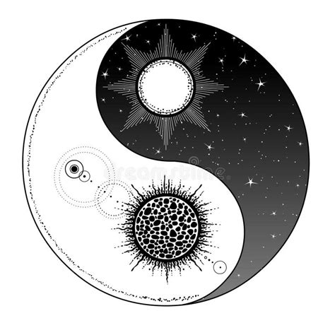 Símbolo De Yin Yang Com Lua E Sol Ilustração Do Vetor Ilustração De