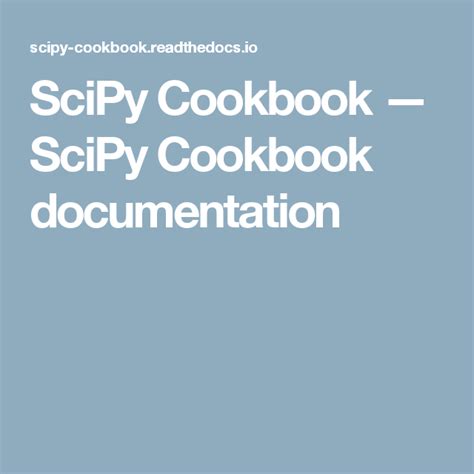 Scipy Cookbook — Scipy Cookbook Documentation