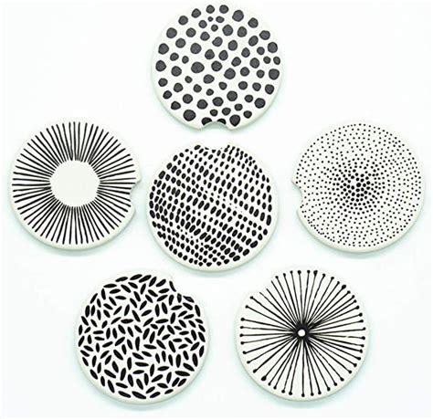 Car Coasters Absorbent Ceramic For Cup Holder Set Of 6