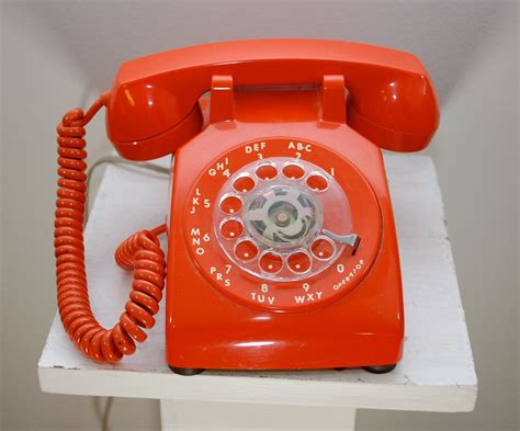 Vintage Orange Rotary Dial Telephone Itt Works Great Etsy Rotary