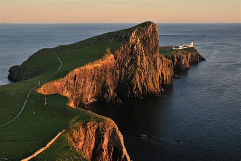 The wall mural is offered in numerous standard sizes or available in a custom size. Sunset at Neist Point lighthouse, Isle of Skye, Scotland ...