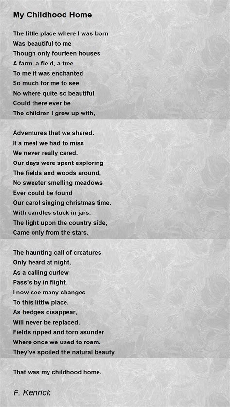 My Childhood Home My Childhood Home Poem By F Kenrick