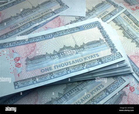 Money Of Myanmar Kyat Bills Mmk Banknotes 1000 Burmese Business