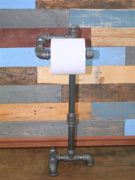 Beautiful and unique handmade rustic/ industrial bathroom organizer. Industrial Toilet Paper Holder Free-Standing by ...
