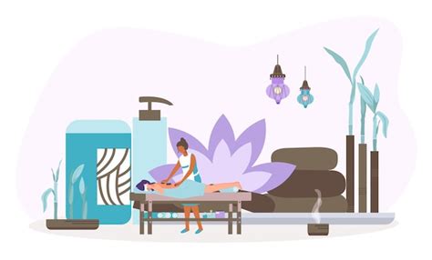 Premium Vector Massage Spa Therapy Concept Vector Illustration Tiny Woman Person Character