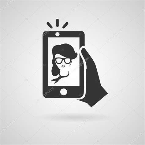 Selfie Icon With Trendy Woman Vector Symbol Stock Vector Image By Rainledy