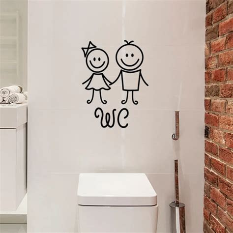 Cartoon Toilet Bathroom Door Wall Stickers Home Decoration Waterproof