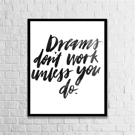 Wall Art Dreams Dont Work Unless You Do Wood Framed Sign Home Decor