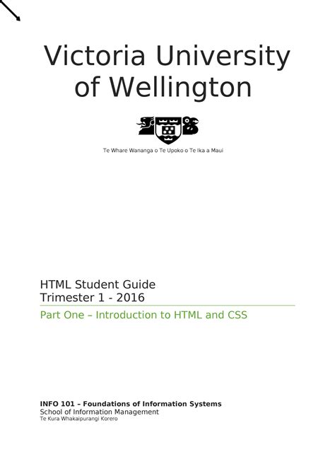 Html Guide Part 1 Introduction Victoria University Of