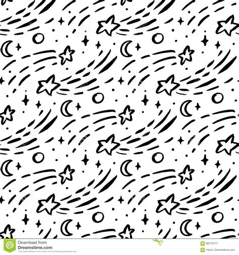 Seamless Pattern With Stars And Moon Stock Vector Illustration Of