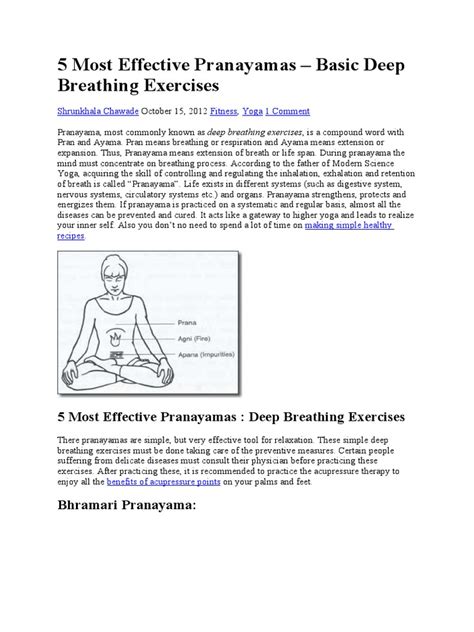 5 Most Effective Pranayamas Pdf Breathing Exhalation