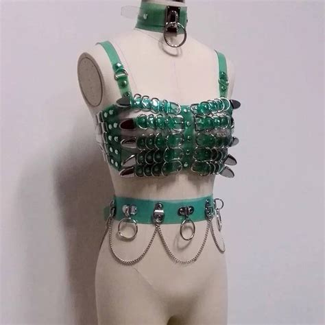 Erotic Bdsm Pvc 5 Row Cage Body Harness Bondage Top And Skirt Etsy