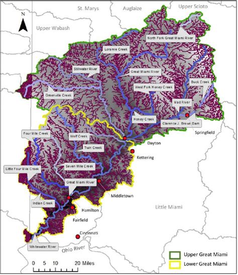 The Great Miami Gm Watershed Composed Of Upper Great Miami Ugm Hu8