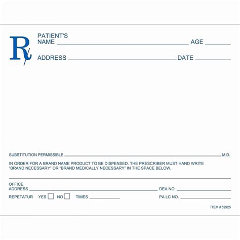 Prescription Form Template Word Free Sample Example Format