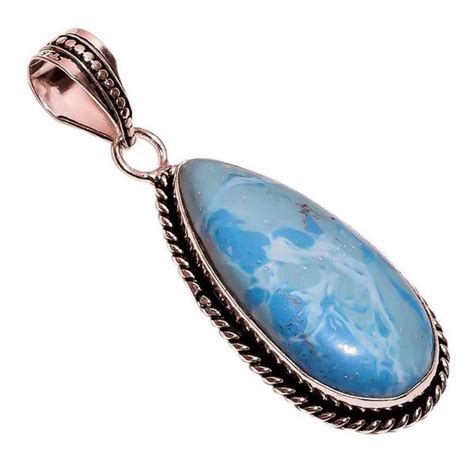 Sterling Silver Overlay Handmade Blue Larimar Stone Gemstone Etsy