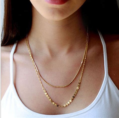 Free Shipping Tx275 Gold Plated Double Layer Chain Necklace Jewelry