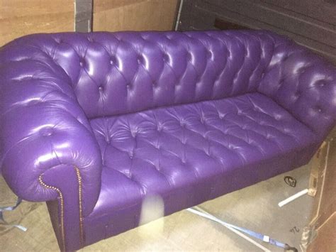 Funky Purple Leather Chesterfield 3 Seater Homesalon Sofa In