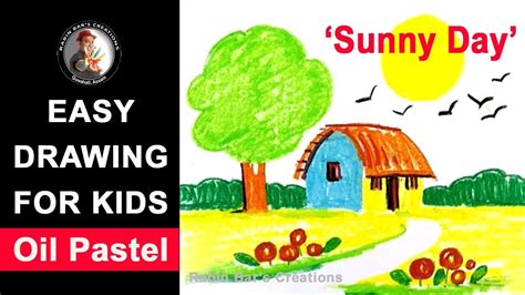 Kids Easy Drawings I Sunny Day I Oil Pastel Youtube