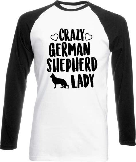 Hippowarehouse Crazy German Shepherd Lady Unisex Long Sleeve Baseball
