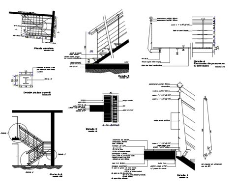 Building Staircases Section And Constructive Structure Details Dwg File