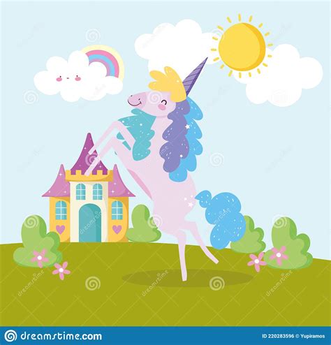 Unicorn Fairy Tale Stock Vector Illustration Of Rainbow 220283596