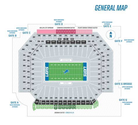 Detroit Lions Interactive Seating Chart With Seat Views