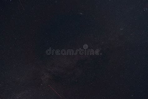 Black Night Sky And Stars As Background The Milky Way And Falling