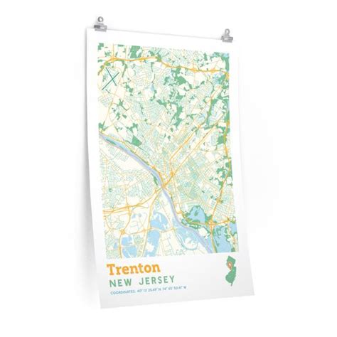 Trenton New Jersey City Street Map Poster Allegiant Goods Co