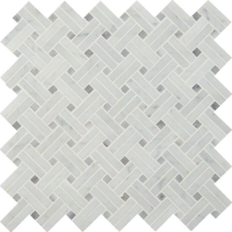 Carrara White Basketweave 12x12 Polished Marble Mosaic Tile Tilesbay Com