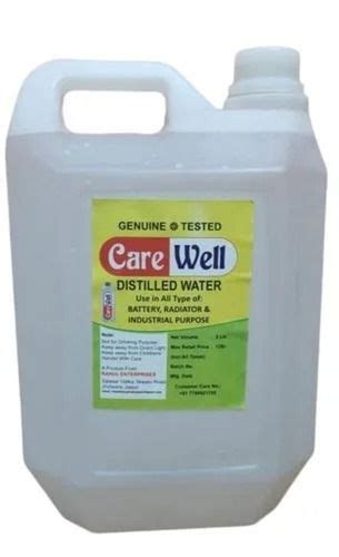 5 Liter Liquid Distilled Water For Battery Radiator And Industrial Purpose Shelf Life 6 Months