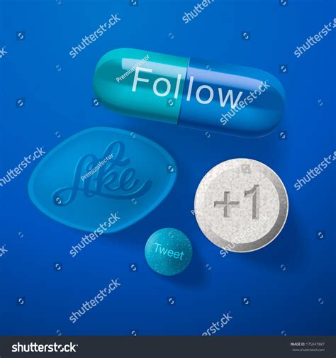 Social Media Addiction Concept Pills Capsules Isolated On Blue Vector