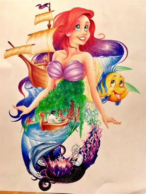 The Little Mermaid Disney Tattoos Disney Drawings Cartoon Drawings