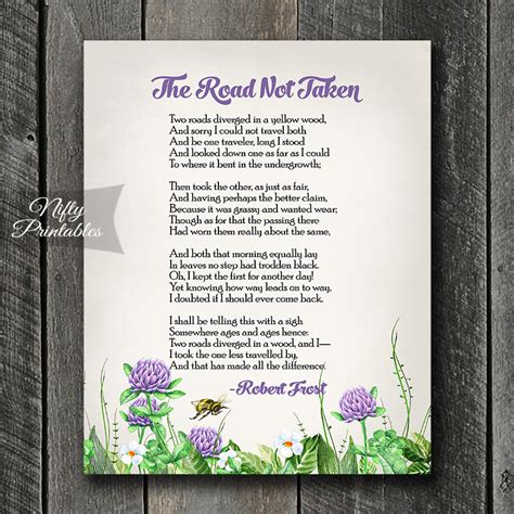 The Road Not Taken Art Print Robert Frost Nifty Printables