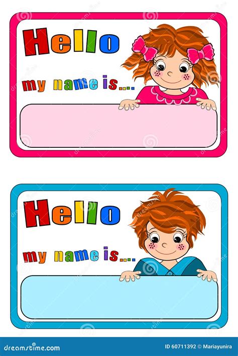 Name Tags For School Children Stock Vector Illustration Of Face Card