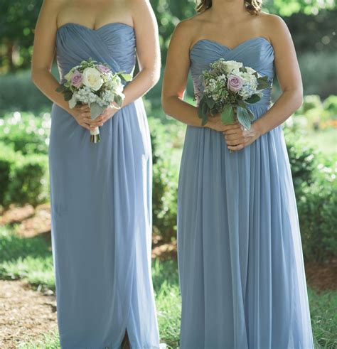 Dusty Blue Strapless Bridesmaid Dresses