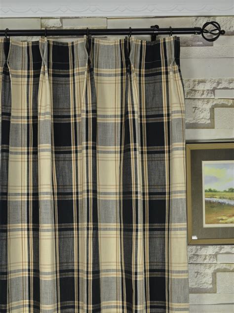 Hudson Yarn Dyed Big Plaid Blackout Double Pinch Pleat Curtains