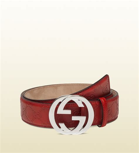 Lyst Gucci Belt With Interlocking G Buckle In Red For Men