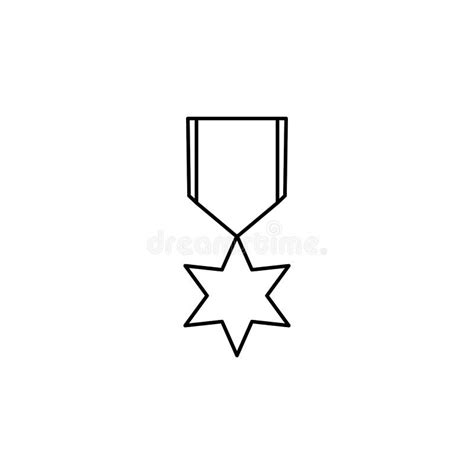 Line Vector Icon Medal Star Gold Outline Vector Icon Stock
