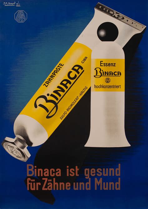 Zahnpaste Binaca Essenz Binaca Swiss Toothpaste Poster David Pollack