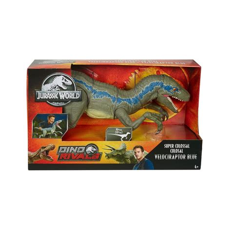 Jurassic World Figurine Dino Rivals Super Colossal Velociraptor Blue 45 Cm Figurine Discount