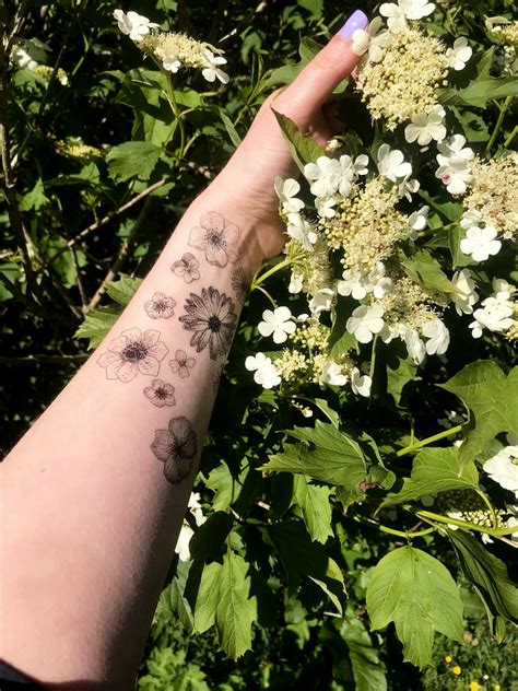 Floral Temporary Tattoos Flash Sheet Etsy