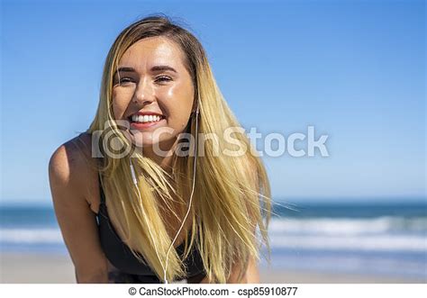 Beautiful Bikini Model Posing In A Beach Environment A Gorgeous Bikini