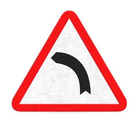 Segnale Curva Pericolosa A Sinistra - Cartello stradale di pericolo curva — Foto Stock © kibsri #12365692