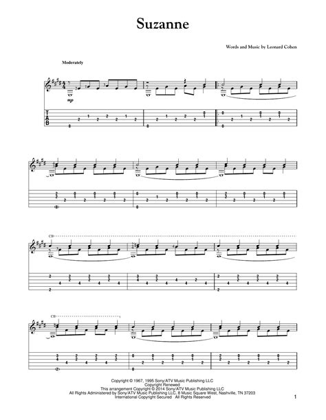 Suzanne Guitar Tab By Leonard Cohen Guitar Tab 154681