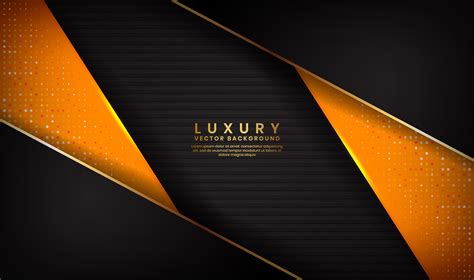 Abstract Shape Luxury Black And Orange Background With Golden Lines