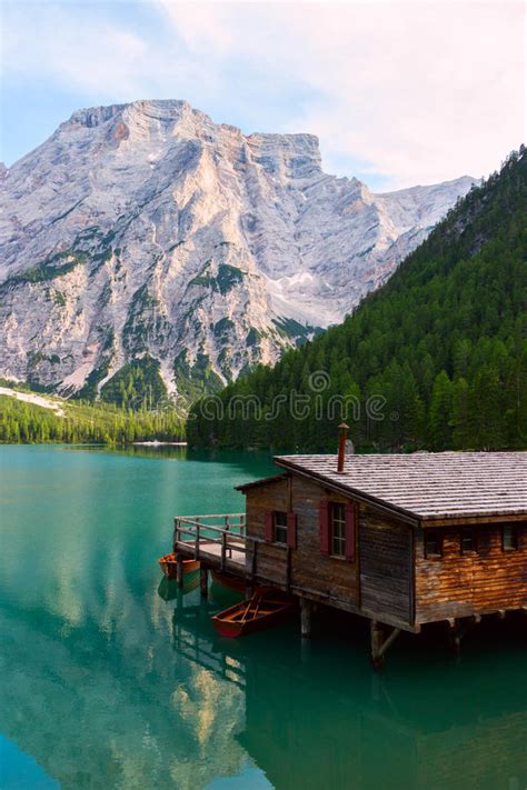 Lake Of Braies On The Dolomites Italy Stock Image Image Of Dolomites