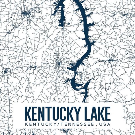 Kentucky Lake Printable Map Poster Kentucky Lake Digital Etsy