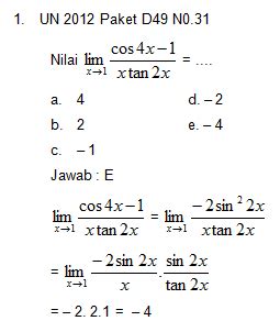 Contoh Soal Dan Jawaban Limit Fungsi Trigonometri